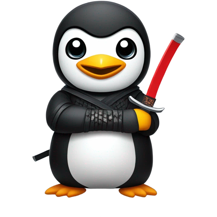 Penguin ninja with katanas emoji