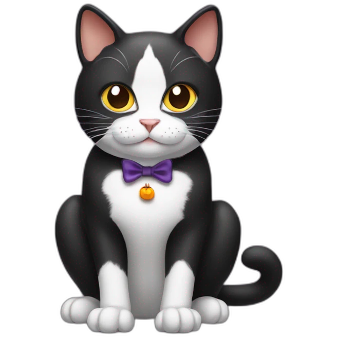 tuxedo cat with Halloween monkey ears emoji