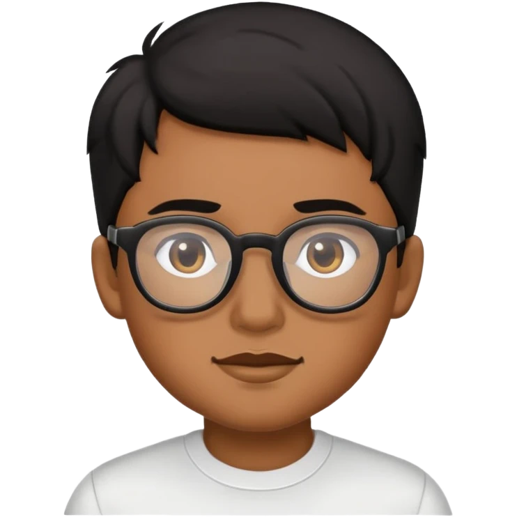 A black hair tan boy wearing glasses emoji