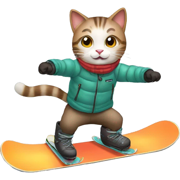 cat snowboarding birthday emoji