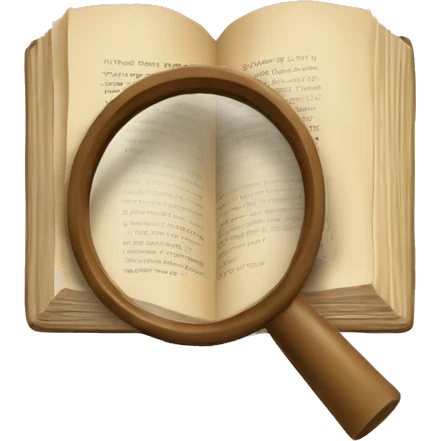 A book in beige tones with a magnifying glass on it emoji