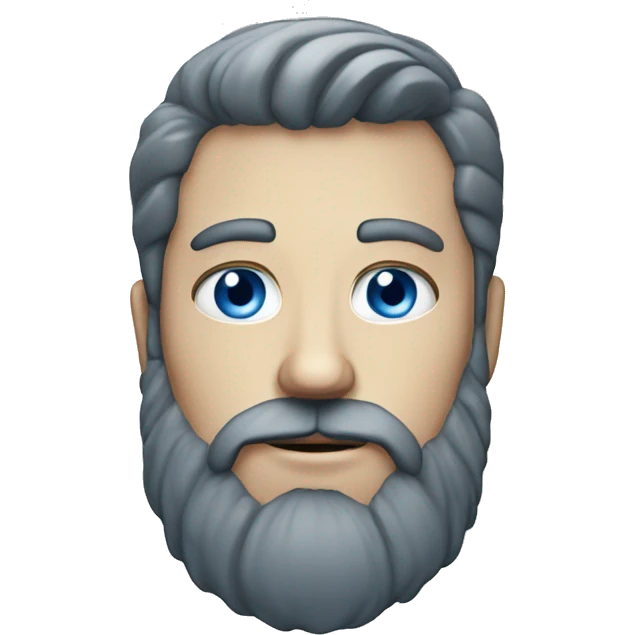 portrait of a bearded man white blue eyes emoji
