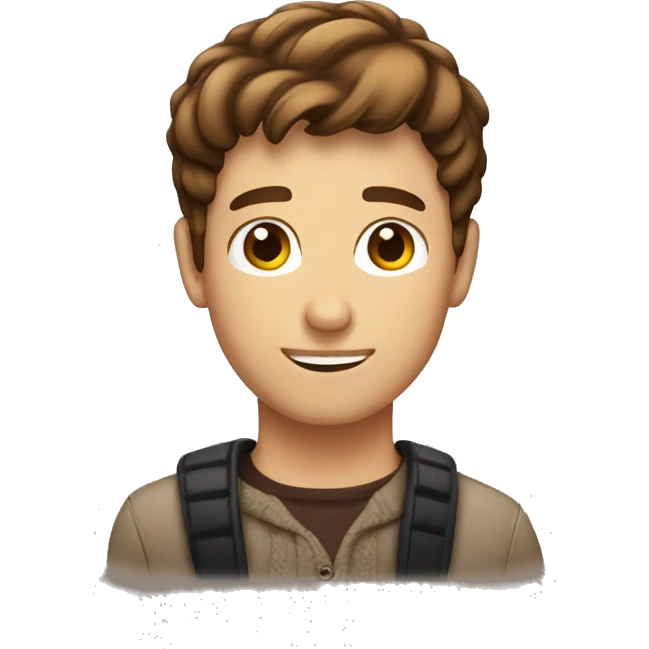 Short brown hair male with christmas vibe emoji