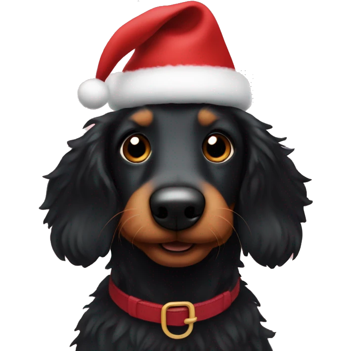 Christmas black fluffy wiener dog emoji