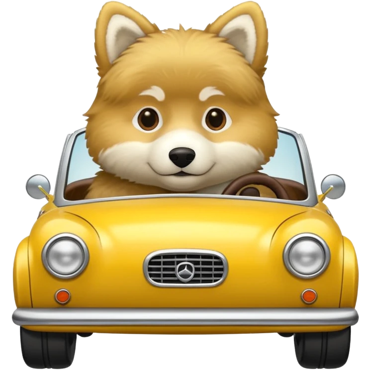 Haski in yellow car emoji