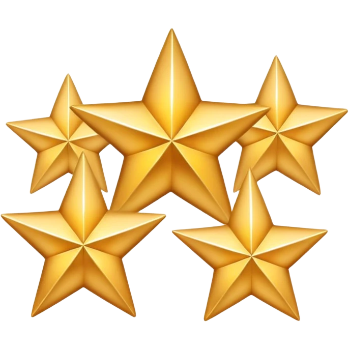 3 golden stars, one big in the center and two smaller on the sides, with a subtle gradient emoji