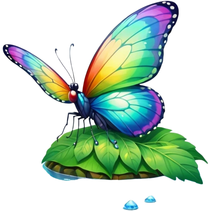 rainbow butterfly on river bank emoji