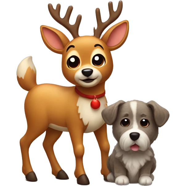 Cute Rudolph the deer with a furry dog emoji