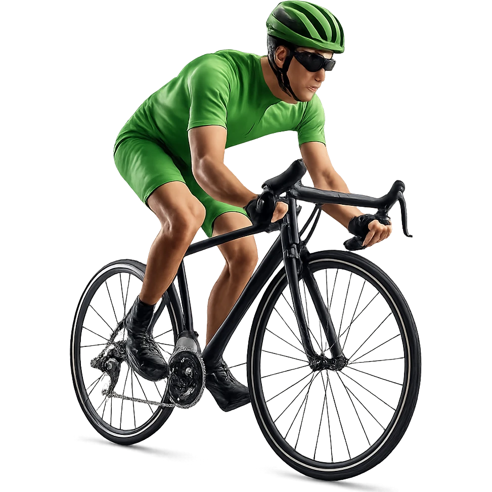 cyclist in green outfit, dynamic pose emoji