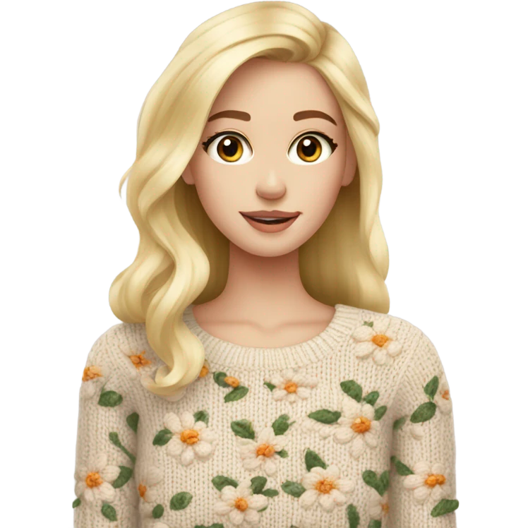 Knit floral sweater blond beautiful girl emoji