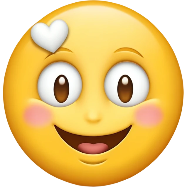 An emoji-style yellow face with a wide smile and two white heart-shaped eyes, expressing admiration or love emoji