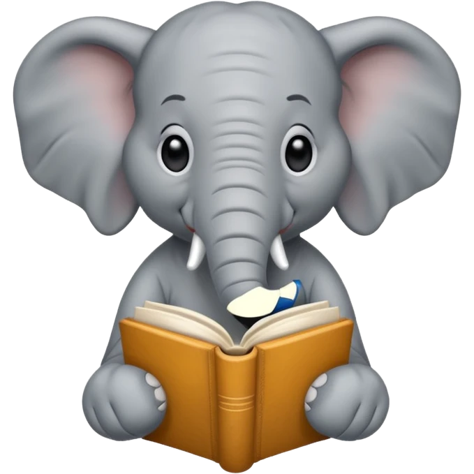 An elephant with a book emoji