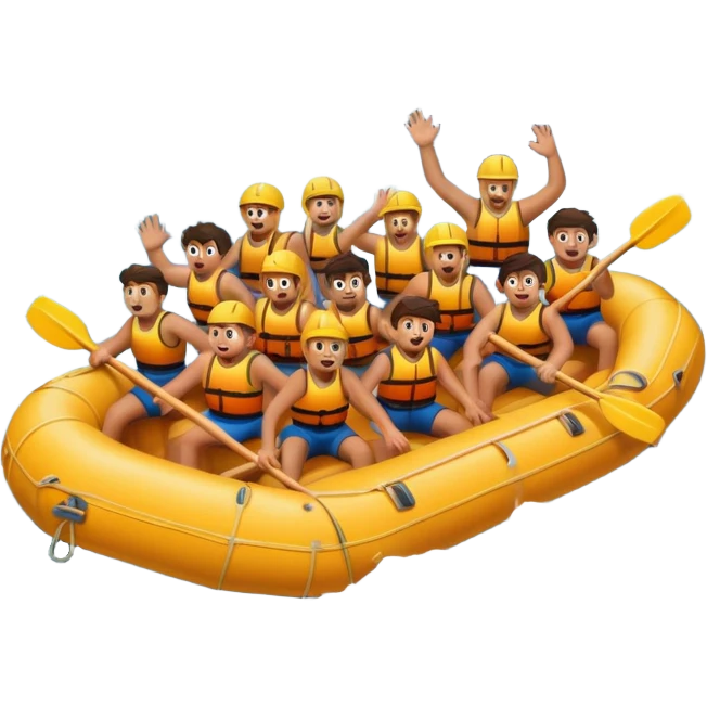 raft full of people in stormy sea emoji