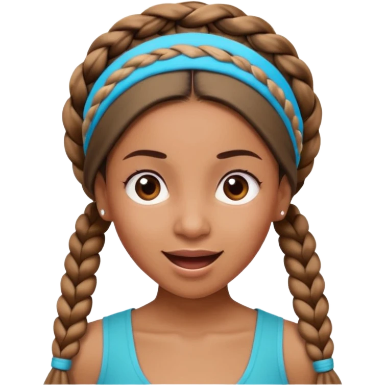big lose braids starting from the top of the head woman face wiith big visible braids and mono color headband on head excited face and braids as big as headband emoji