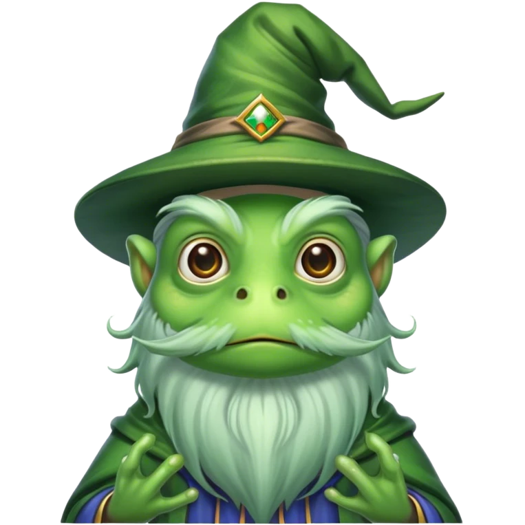 a frog wizard with a long grey beard  emoji