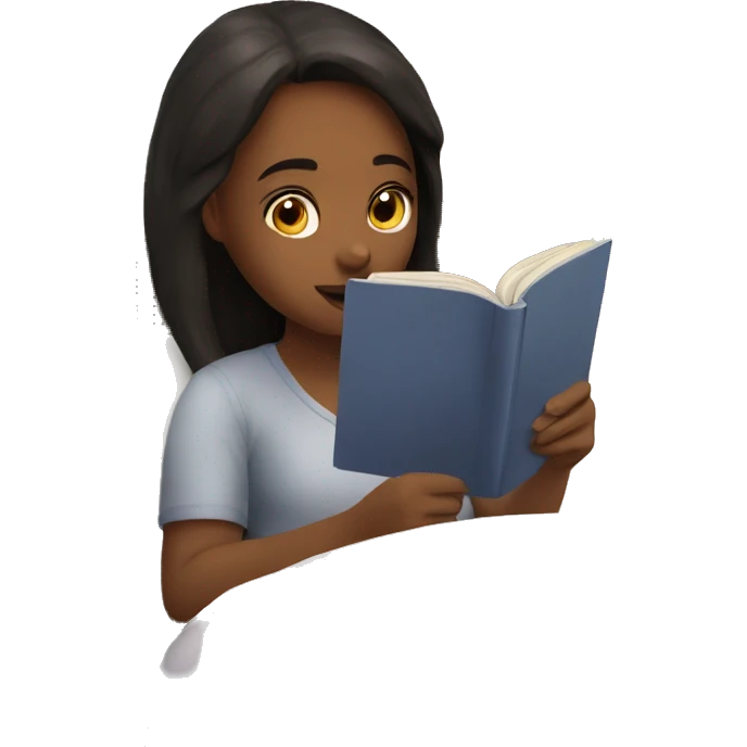 Girl Reading in bed with 2 cats  emoji