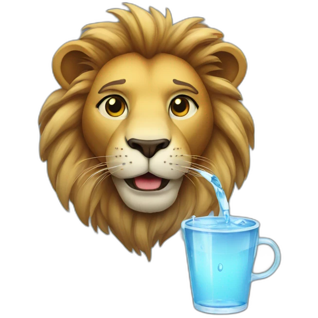 lion with cup of water emoji