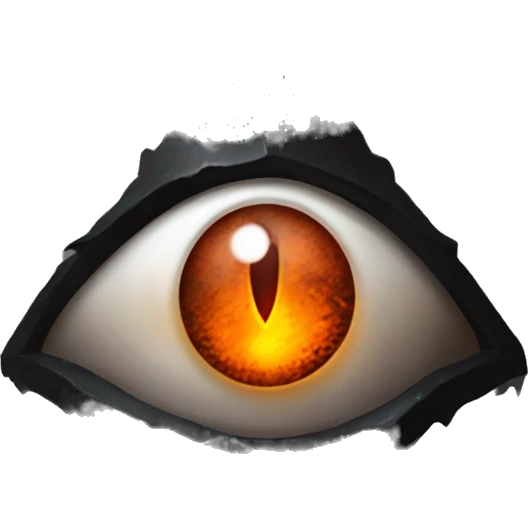 Eye of Sauron with glowing orange iris, set in a dark tower of Mordor emoji