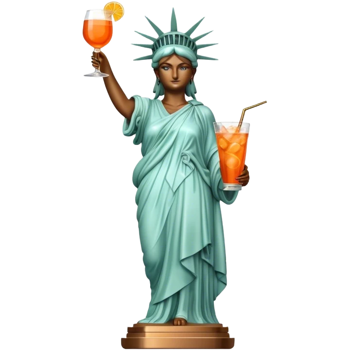 FULL BODY OF STATUE OF LIBERTY WITH AN APEROL SPRITZ COCKTAIL emoji