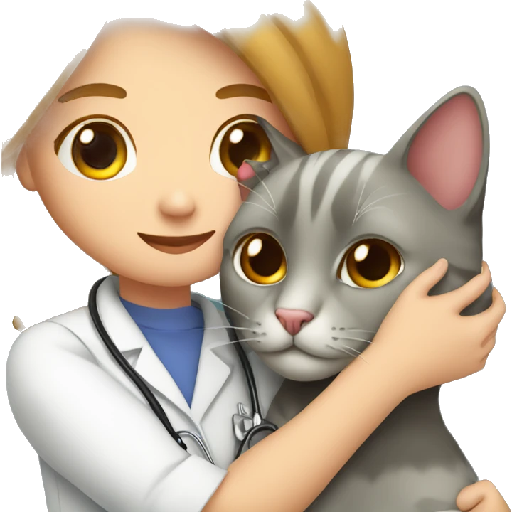 cat cuddles veterinarian girl emoji