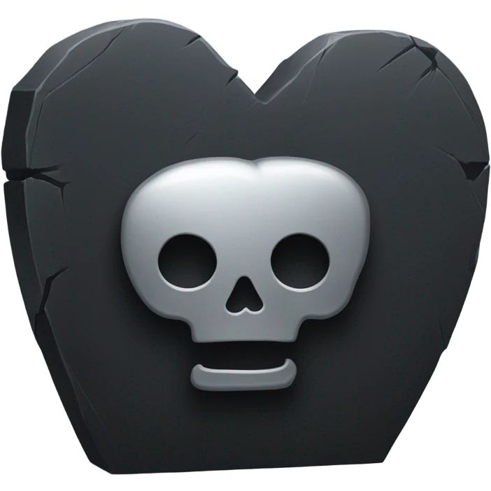 a black tombstone in silver RIP and a silver heart emoji