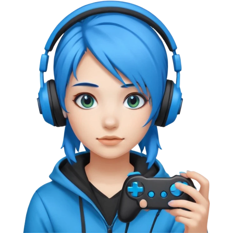 Girl gamer with neon blue hair










 emoji
