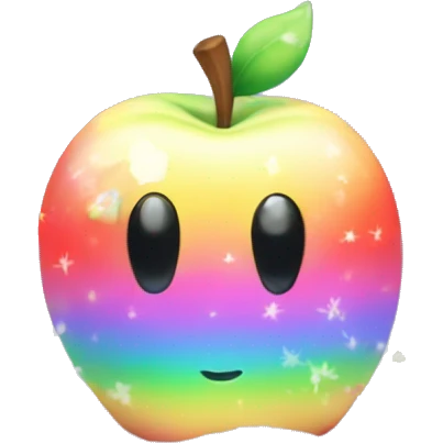Kawaii rainbow pastel bedazzled apple in an under the sea snow globe  emoji