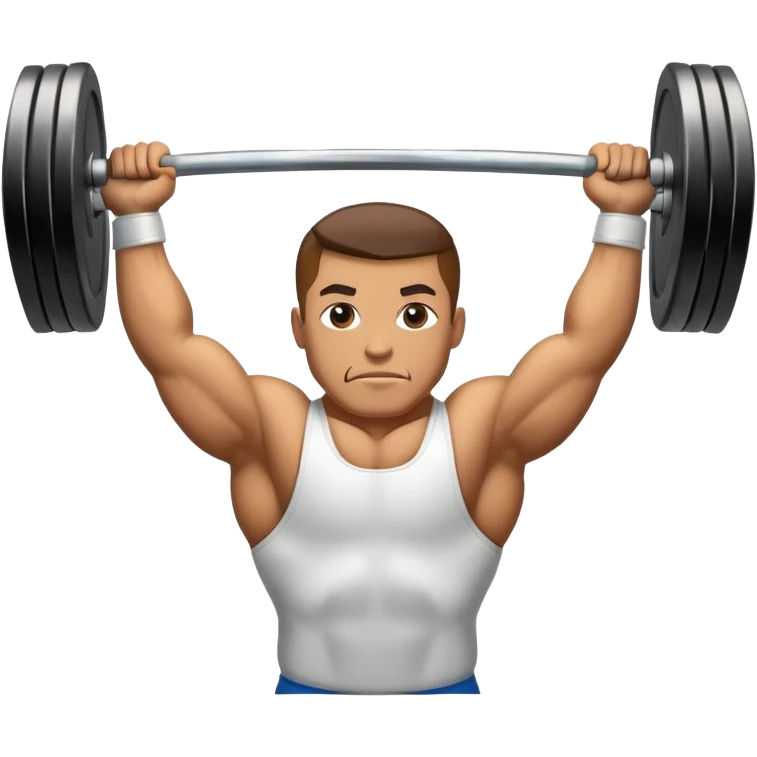 Emblem representing weightlifting, featuring a powerful lifter holding a barbell overhead, with weights clearly visible. The design focuses on strength and technique, symbolizing the discipline and precision of heavy lifting. emoji