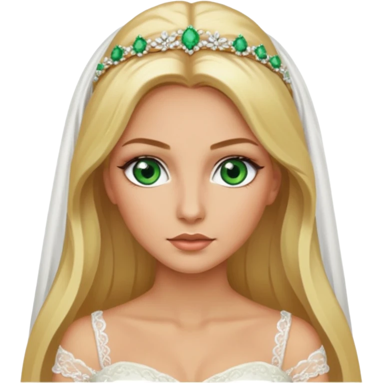Fille cheuveux blond longt yeux vert  maquiller robe de mariage Métisse chronique emoji