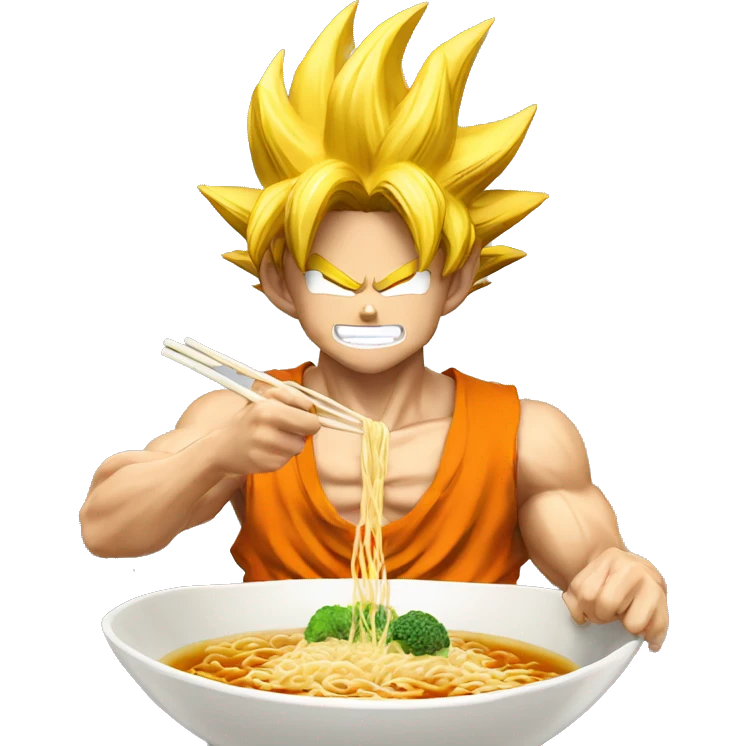 Goku qui mange un ramen emoji