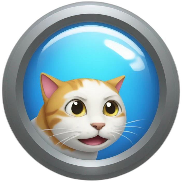Un gato soriendo con un lente emoji