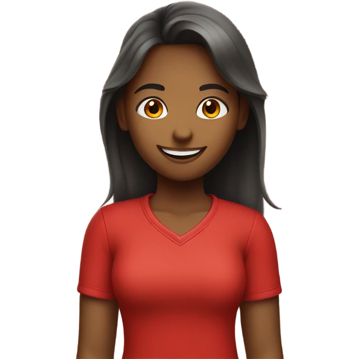 smiling girl in red shirt emoji
