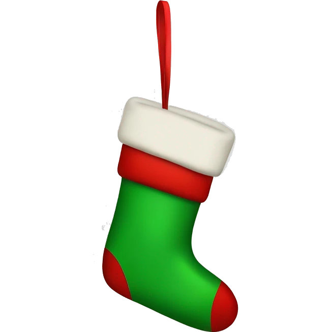 Christmas stocking soks with red and green colors emoji