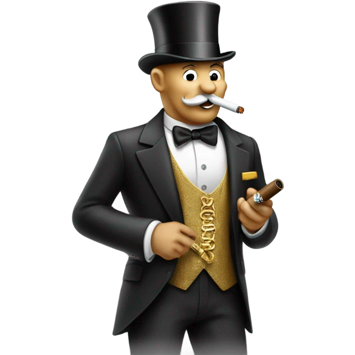 Monopoly man with gold chain and smoking cigar emoji