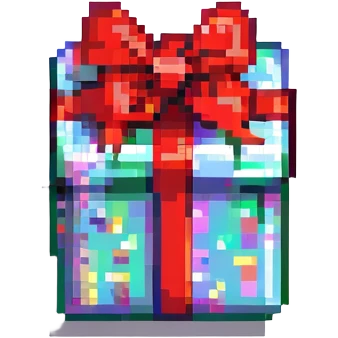 a present with ribbon in pixel art style emoji