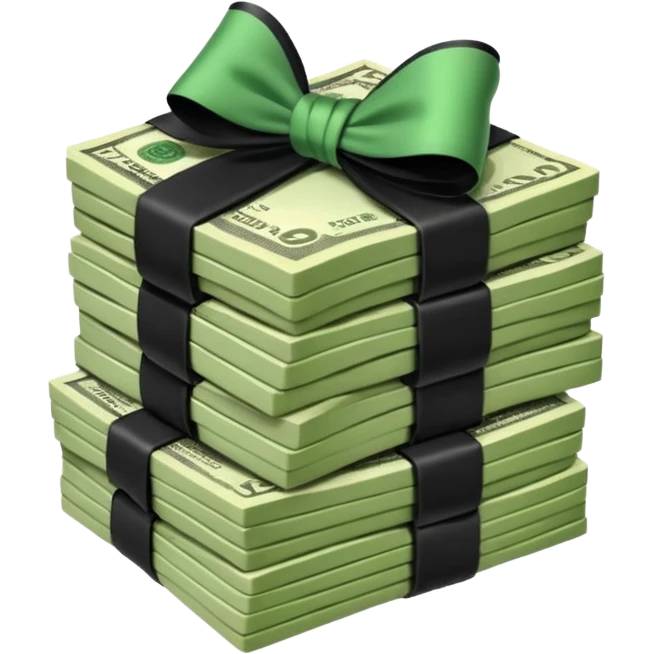 stack of money with black bow emoji