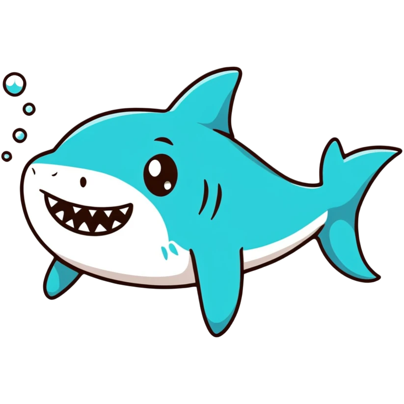 cute cartoon shark swimming emoji