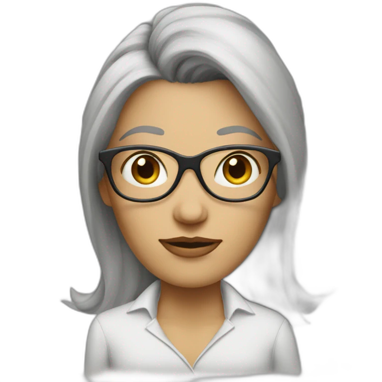 white burgundi woman with hair at eck level with glasses and big nose emoji