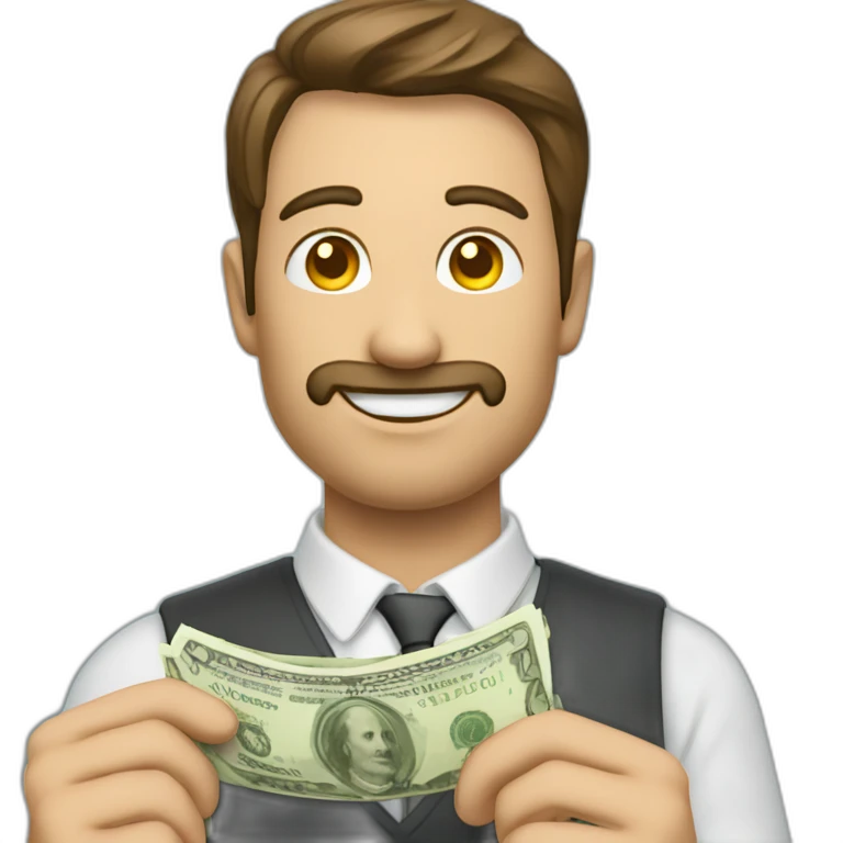 Un homme en costards avec des billets emoji