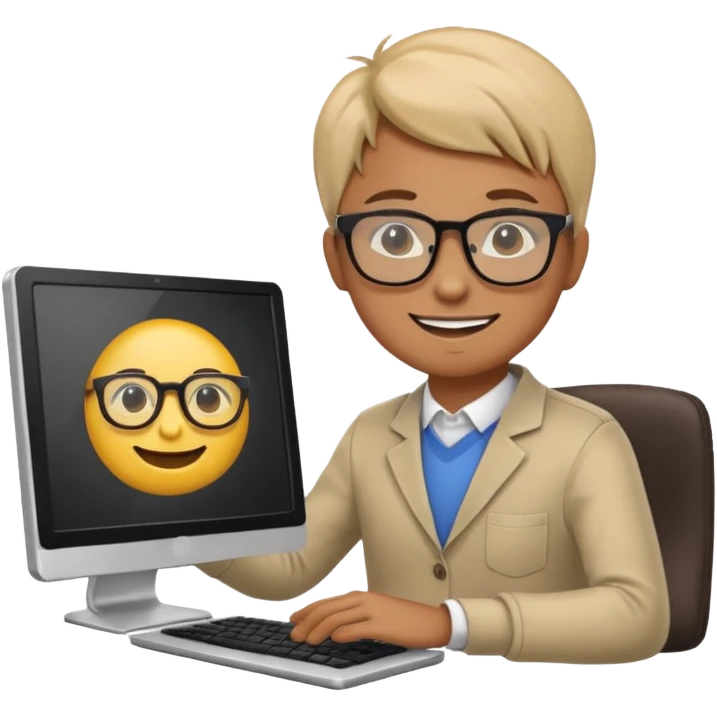 Generate a realistic emoji of something getting programmed by a logistic person emoji