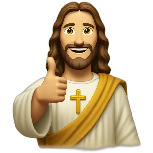 Buddy Christ thumbs-up blinking an eye emoji