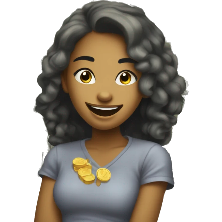 rich, spoiled, unsympathetic, laughing teenage girl with dollar bills in her hand emoji