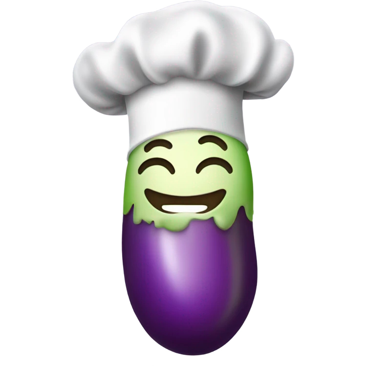 Light pink eggplant emoji with chef’s hat on stem emoji