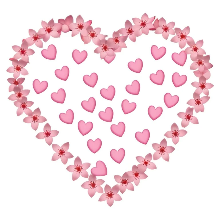 sakura heart with falling petals emoji