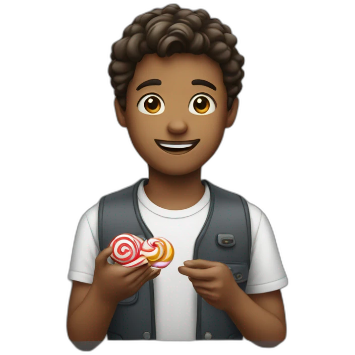 A young man handing candy  emoji