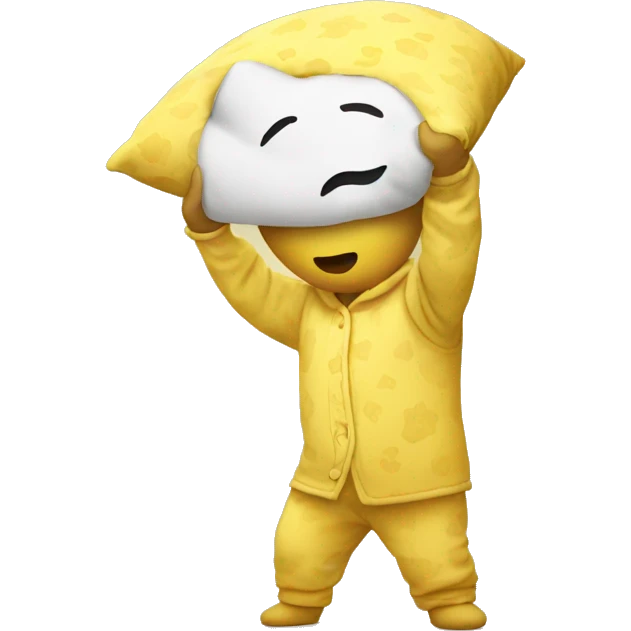 yellow man with pillow head in pajamas emoji