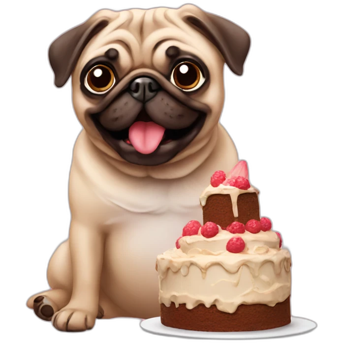 pug-eating-cake emoji