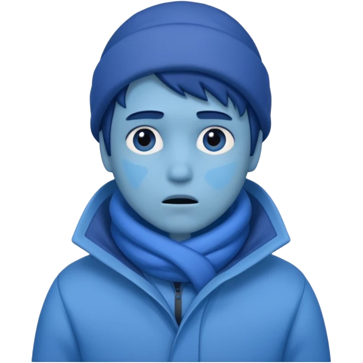 Uma pessoa azul de frio congelando emoji