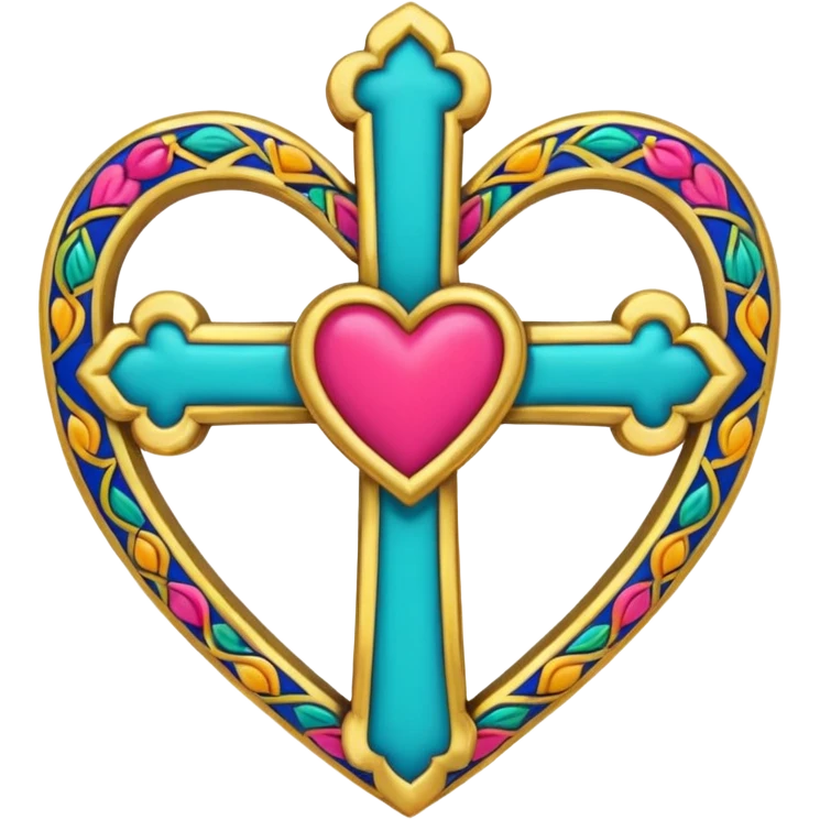 コラソンと十字架を組み合わせてメキシカンな感じの十字架を生成してください emoji