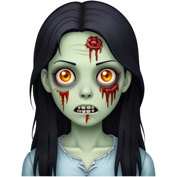 Zombie girl bangs black long hair emoji